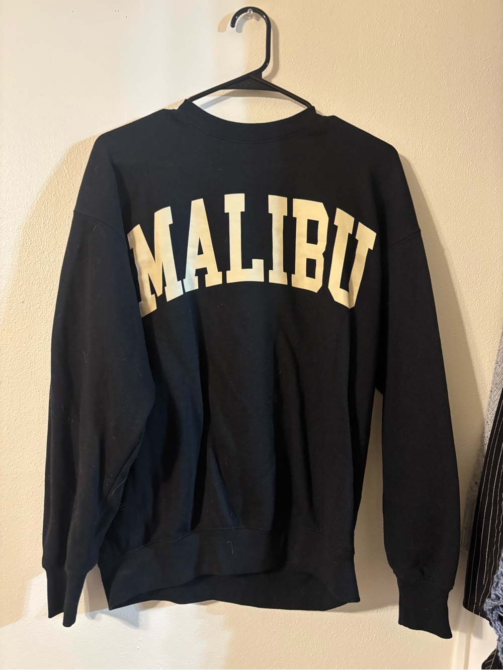 Reflex Black Crewneck Sweatshirt with Cream MALIBU Logo